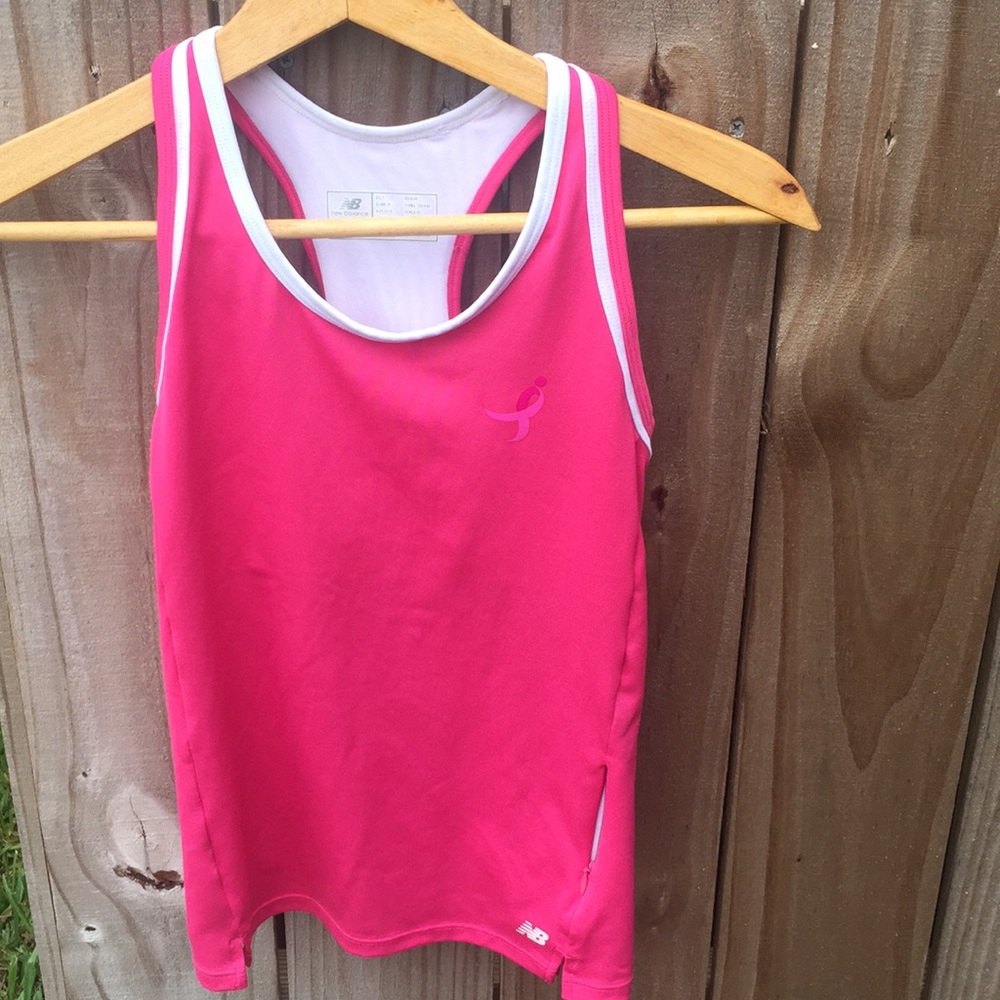 New Balance Hot Magenta Pink Breast Cancer Activewear Tank Bra Insert EUC